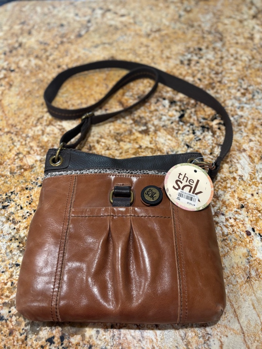 The Sak Brown and Black Leather Crossbody Bag